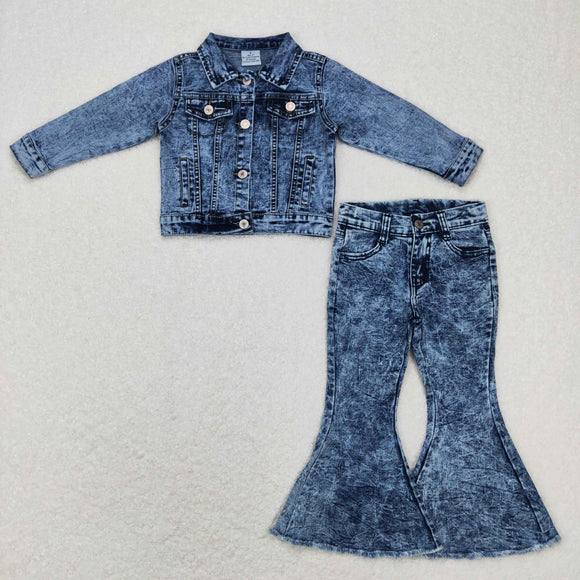 Classic Jacket Jeans Girls Long Sleeve+Trousers Sets