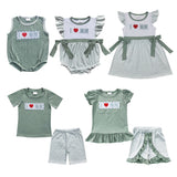 I Love Dad Stripe Blue Girls Shorts Sets