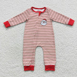 Santa Stripe Red Boys Christmas Romper