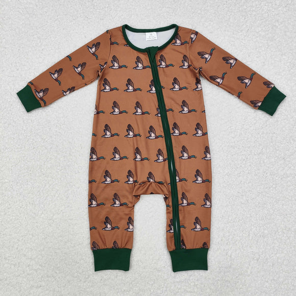 Wild Duck Green Brown Boys Fall Romper