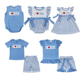 I Love Dad Stripe Blue Boys Shorts Sets