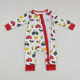 Farm Animals Corn Red White Boys Fall Romper