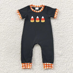 Candy Black Orange Boys Halloween Romper