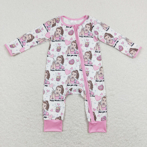 Ms. Rachel Heart Pink White Girls Valentines Romper