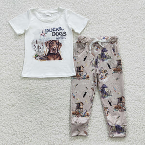 Jungle Hunting Ducks Dogs Boys Short Sleeve+Trousers Sets