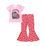 Truck Heart Plaid Denim Girls Valentines Outfits