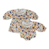 Thankful Bow Pattern Smocked Girls Thanksgiving Romper