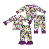 Cartoon Stripe Purple Girls Mardi Gras Pajamas