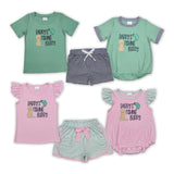 Daddy's Fishing Buddy Green Stripe Pink Girls Summer Romper