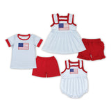 Flag Blue Stripe Red Girls 4th of July Outfits
