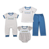 Duck Stripe Blue Boys Short Sleeve+Trousers Sets