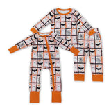 Ghost Bats Plaid Girls Halloween Romper