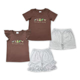 This is god's country Stripe Brown Boys Shorts Sets