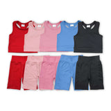 Solid Pink Athletic Girls Shorts Sets