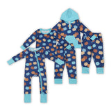 Pumpkin Blue Boys Fall Romper
