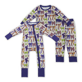 Purple Green Bow Pattern Girls Halloween Pajamas