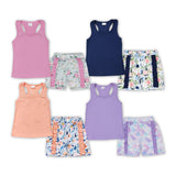Scale Bow Solid Purple Ruffles Girls Shorts Sets