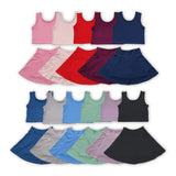 Solid Red Vest Athletic Shorts Girls Skirt Sets