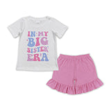 In my big sister era Pink Ruffles Girls Shorts Sets