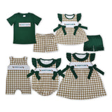 Duck Daddy's Girl Plaid Green Girls Flutter Sleeve Dress