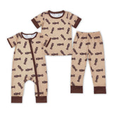 Bamboo Camo Bottle Brown Boys Summer Romper