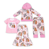 Cartoon Dogs Floral Pink Girls Valentines Outfits