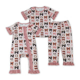 Bow Pattern Pink Girls Summer Romper