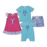 Crawfish Blue Boys Shorts Sets