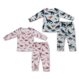 Dinosaur Sky Blue Boys Christmas Pajamas