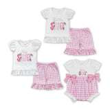 Big Sister Pink Plaid Girls Shorts Sets