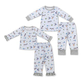 Duck Dog Deer Sky Blue Boys Long Sleeve Pajamas