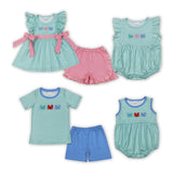 Crab Green Plaid Blue Boys Shorts Sets