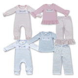 Xmas Lights Blue Stripe Boys Christmas Outfits
