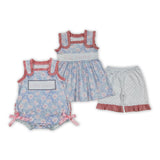 Big Sister Floral Blue Girls Shorts Sets