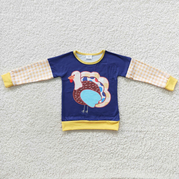 Turkey Navy Yellow Boys Thanksgiving Top