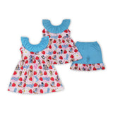 Cartoon Dogs Boots Fruit Blue Pink Girls Shorts Sets