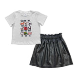 God says I am Black Leather Girls Skirt Sets