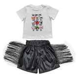 God says I am Black Leather Tassels Girls Shorts Sets