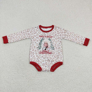 Leopard Print Girls Christmas Romper