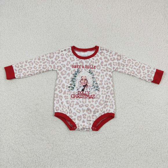Leopard Print Girls Christmas Romper