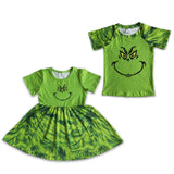 Promotional Cartoon Smile Green Girls Christmas Dress