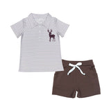 Deer Stripe Brown Boys Shorts Sets