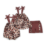 Leopard Print Brown Girls Summer Romper