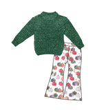 Green Sweater Pumpkin White Girls Long Sleeve+Trousers Sets