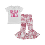 In My Era Singer Pink White Denim Girls Short Sleeve+Trousers Sets