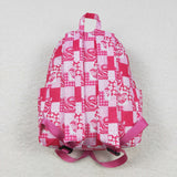 Cartoon Dolls Heart Floral Hot Pink Plaid Backpack