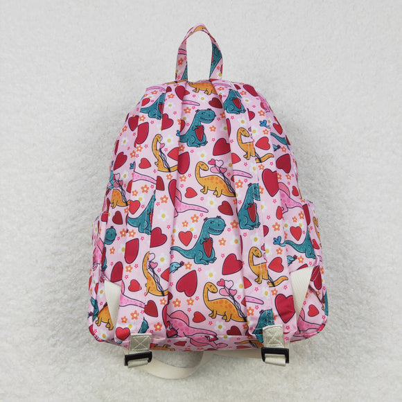 Dinosaur Heart Floral Pink Backpack