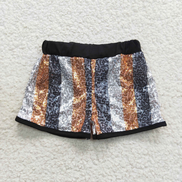 Black Gold White Sequin Mommy & Me Girls Shorts