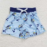 Cartoon Dogs Blue Boys Swimming Trunks