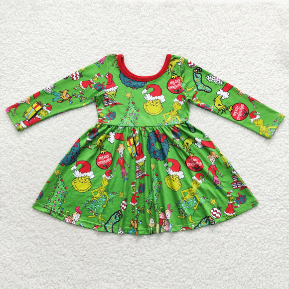 Cartoon Green Girls Christmas Dress